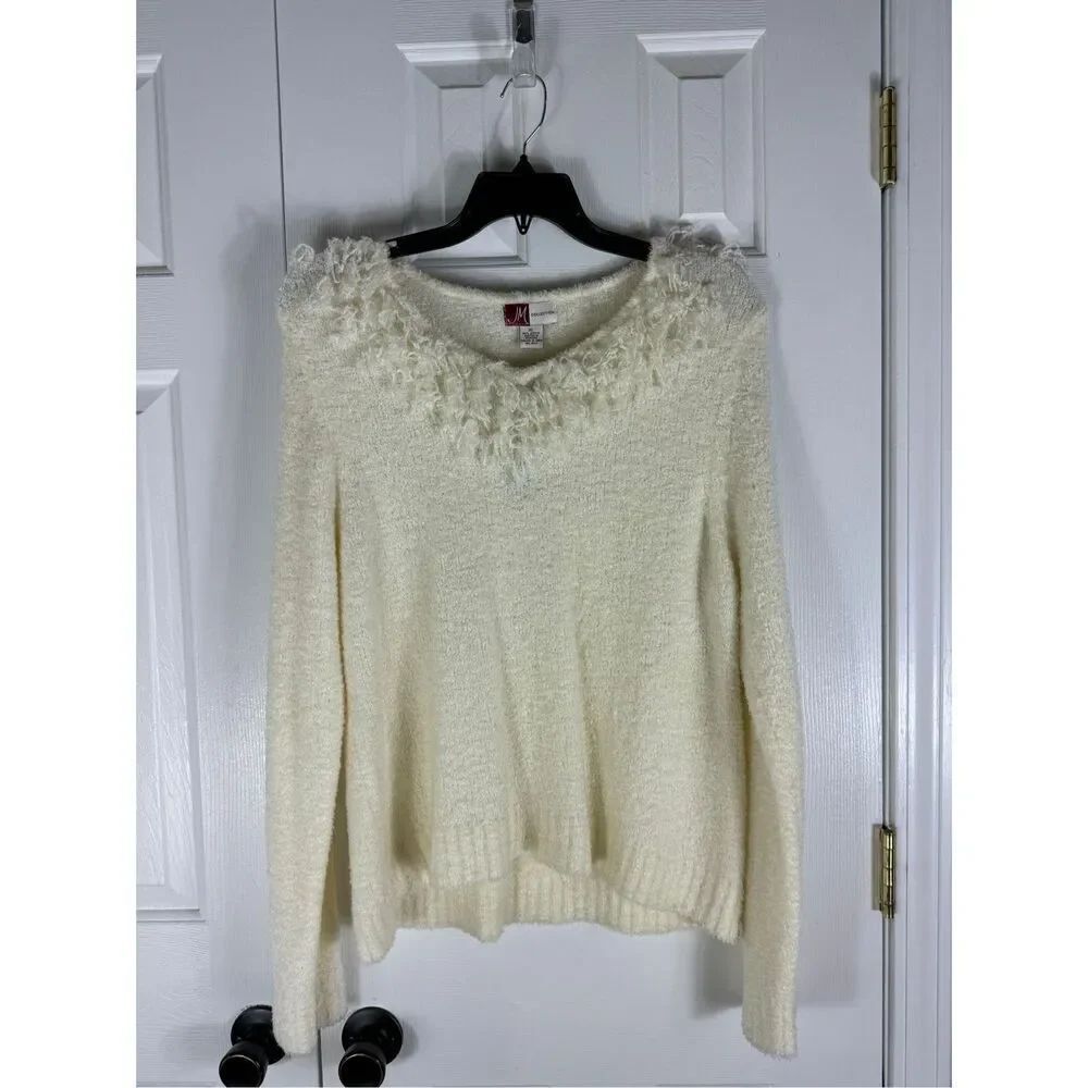 NWT JM Collection Womens Cream Sweater Size XL